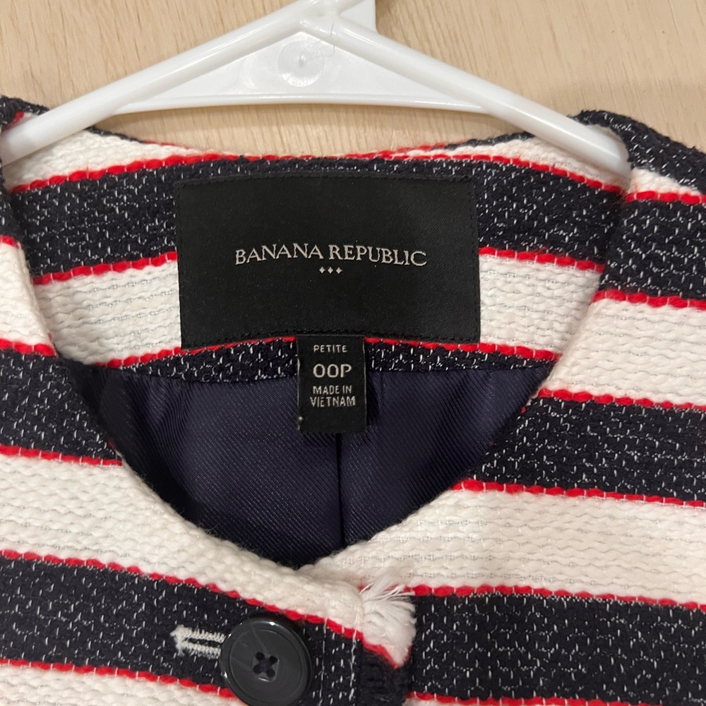 Banana Republic Navy and Red Striped  Tweed Jacket